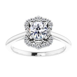Halo-Rund Natürliche Diamantring Im Alten Minenschliff, 4-Krappen-Set, 3,50 Karat