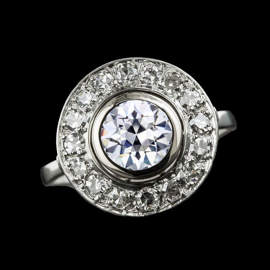 Halo-Verlobungsring-Lünetten-Set Rund Alter Bergmann Echt Diamanten 4 Karat