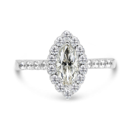 Halo-Verlobungsring Fur Damen Marquise Old Mine Cut Echt Diamant 4,50 Karat