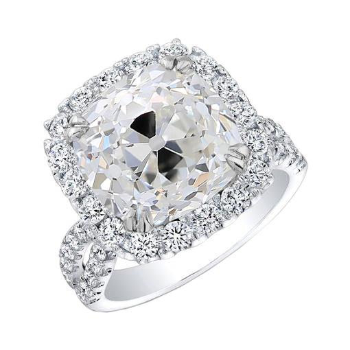 Halo-Verlobungsring Old Cut Kissen Echt Diamant 5.50 Karat