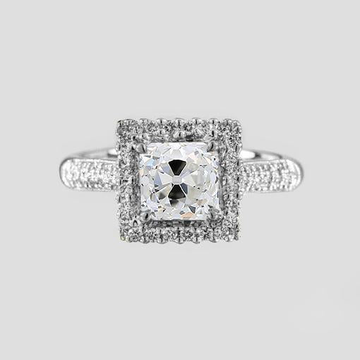 Halo-Verlobungsring für Echt Damen Old Cut Kissen Gold 1,75 Karat - harrychadent.ch