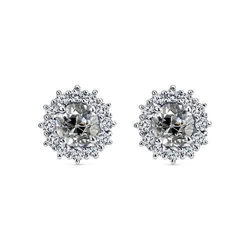 Halo Alte Europäische Natürlich Diamant Ohrstecker Blumenstil Gold Ohrringe 4 Karat - harrychadent.ch