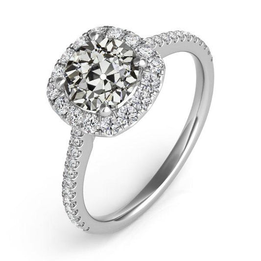 Halo Alter Bergmann Echt Diamantring 14K Weißgold 6,50 Karat