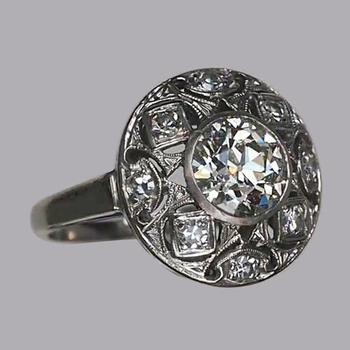 Halo Altschliff Echt Diamantring Lünette Set 2 Karat Antik-Stil - harrychadent.ch