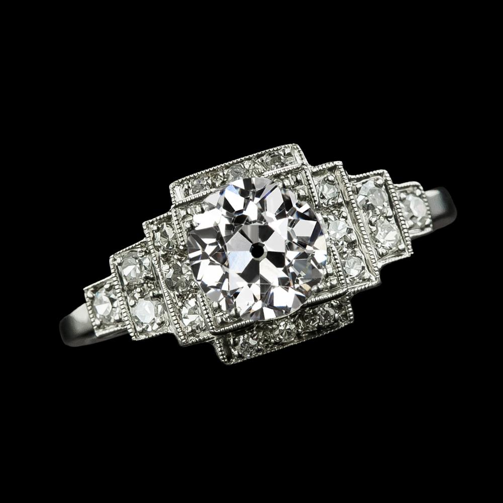 Halo Altschliff Echt Diamantring Mit Stufen 3,50 Karat Gold