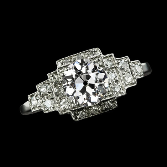 Halo Altschliff Echt Diamantring Mit Stufen 3,50 Karat Gold
