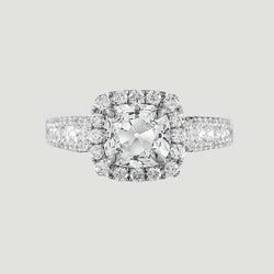 Halo Anniversary Runden Ring Old Cut Kissen Natürliche Diamanten 3,25 Karat