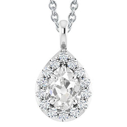 Halo Birne Altschliff Naturlich Diamant Anhänger 4,50 Karat Weißgold 14K