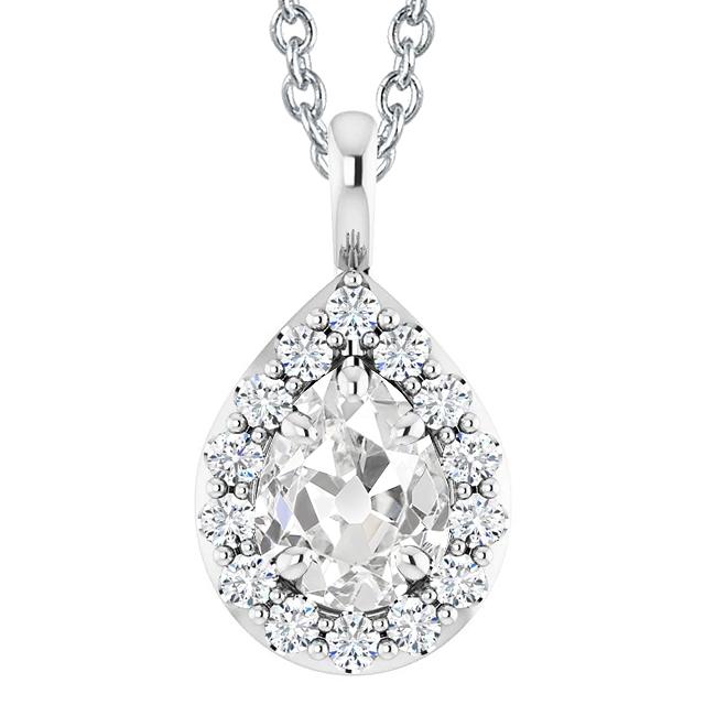 Halo Birne Altschliff Naturlich Diamant Anhänger 4,50 Karat Weißgold 14K - harrychadent.ch