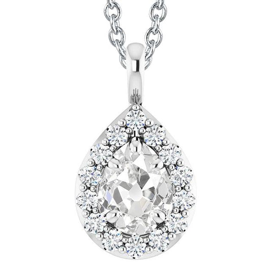 Halo Birne Altschliff Naturlich Diamant Anhänger 4,50 Karat Weißgold 14K - harrychadent.ch