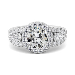 Halo Birne & Runder Altschliff Naturlich Diamant Ehering 7 Karat 14K Gold