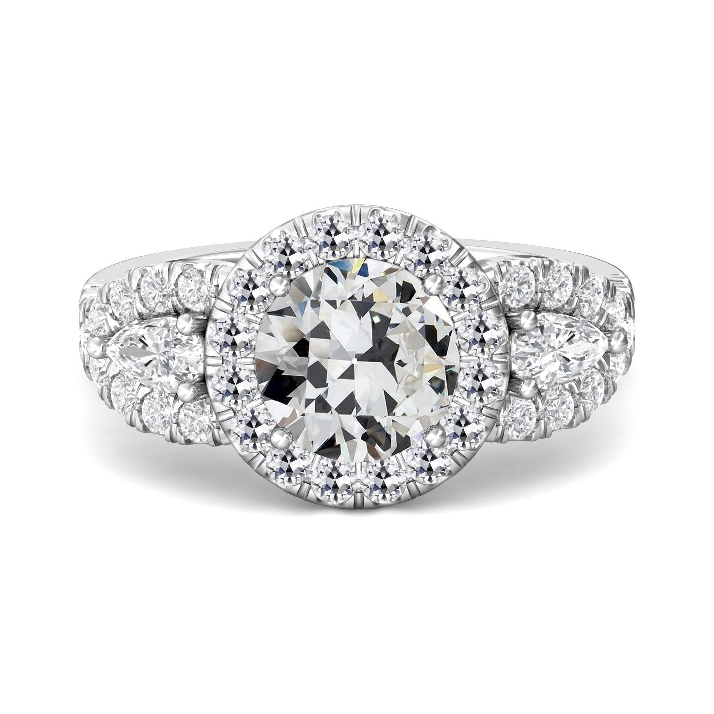 Halo Birne & Runder Altschliff Naturlich Diamant Ehering 7 Karat 14K Gold - harrychadent.ch