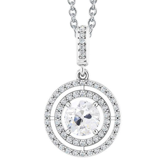 Halo Circle Echt Diamant Anhänger Rund Old Mine Cut 3,50 Karat