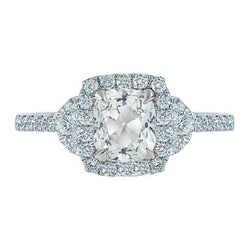 Halo Cushion Altschliff Natürliche Diamantring 3,25 Karat Weißgold 14K