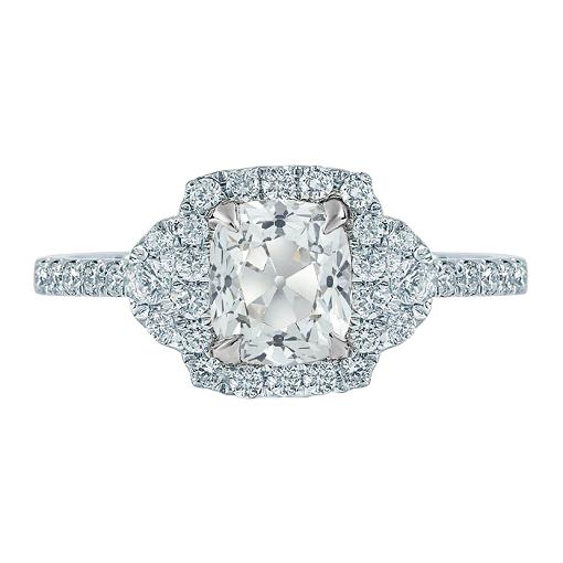 Halo Cushion Altschliff Natürliche Diamantring 3,25 Karat Weißgold 14K