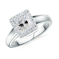 Halo Cushion alter Bergmann Echt Diamantring 2 Karat Weißgold Dicker Schaft