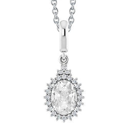 Halo Damenschmuck Naturlich Diamant Anhänger Oval Alter Bergmann 4.50 Karat 14K