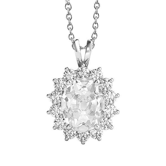 Halo Echt Diamant Anhänger Oval alter Bergmann mit Kettenzinken Set 5 Karat - harrychadent.ch