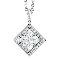 Halo Echt Diamant Anhänger Rund & Kissen Alter Bergmann Mit Kette 7,50 Karat