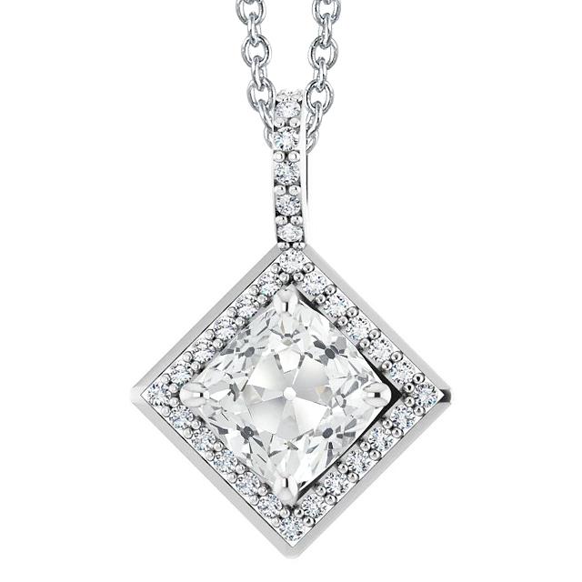Halo Echt Diamant Anhänger Rund & Kissen Alter Bergmann Mit Kette 7,50 Karat