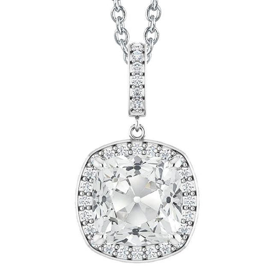 Halo Echt Diamant Anhänger Rund & Kissen Old Mine Cut 7,50 Karat