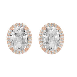 Halo Echt Diamant Ohrstecker Oval Alter Bergmann 10.50 Karat Roségold 14K