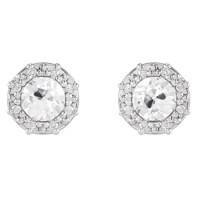 Halo Echt Diamant Ohrstecker Rund Alteuropäische Push Backs 5 Karat - harrychadent.ch
