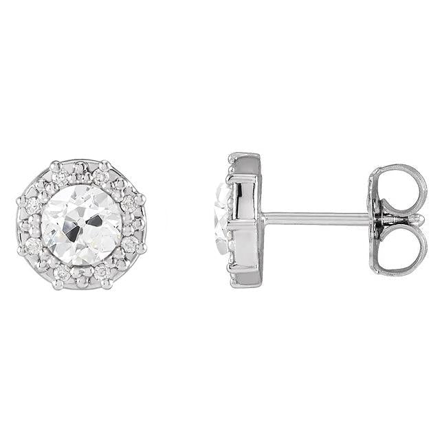 Halo Echt Diamant Ohrstecker Rund Alteuropäische Push Backs 5 Karat P1 - harrychadent.ch