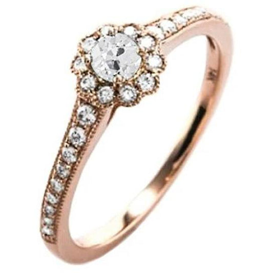 Halo Echt Diamantring Old Cut Flower Style Roségold Milgrain 2.75 Karat - harrychadent.ch