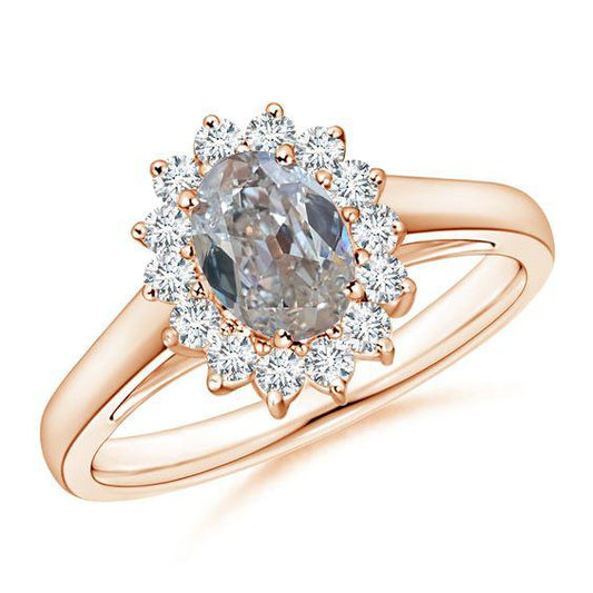 Halo Echt Diamantring alter Bergmann Oval Cut 2,50 Karat Roségold Schmuck - harrychadent.ch