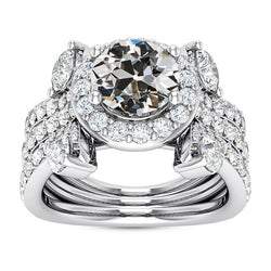 Halo Ehering-Set Marquise & Runder Alter Bergmanns Echt Diamant 10 Karat