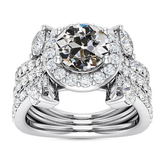 Halo Ehering-Set Marquise & Runder Alter Bergmanns Echt Diamant 10 Karat