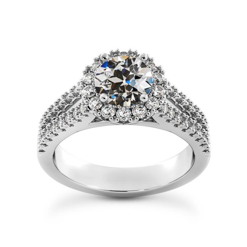 Halo Ehering Alter Bergmann Echt Diamant Zweireihig Akzente 5,25 Karat