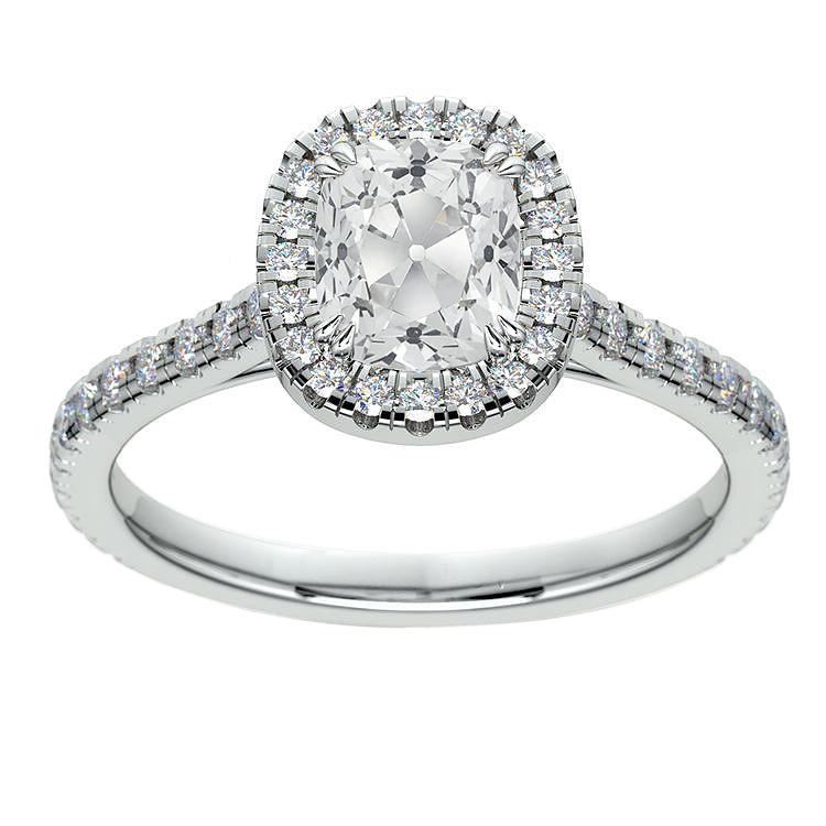 Halo Ehering Old Cut Kissen Echt Diamant 5.50 Karat Damenschmuck
