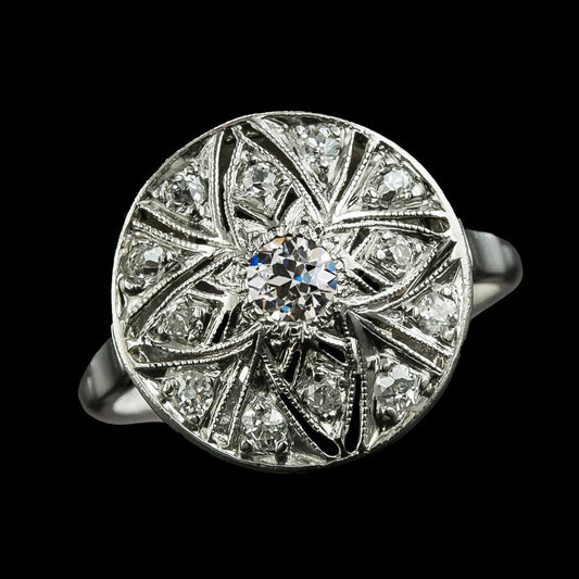 Halo Ehering Old Cut Runden Echt Diamants Flower Style 2,50 Karat