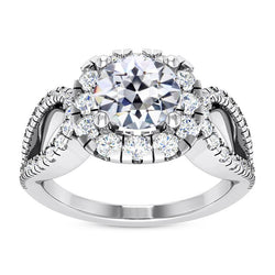 Halo Ehering Rund Alter Bergmann Echt Diamant Split Shank 7,25 Karat