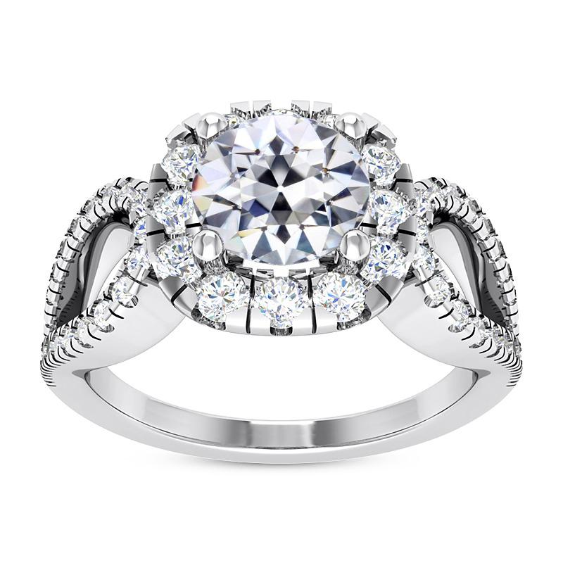 Halo Ehering Rund Alter Bergmann Echt Diamant Split Shank 7,25 Karat - harrychadent.ch