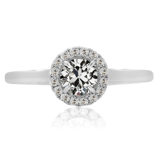 Halo Ehering Rund Alter Bergmann Echt Diamant Weißgold 3.50 Karat - harrychadent.ch