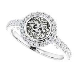 Halo Ehering Runde Lünette Set alter Bergmann Naturliche Diamant 5,50 Karat