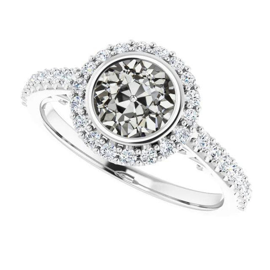 Halo Ehering Runde Lünette Set alter Bergmann Naturliche Diamant 5,50 Karat