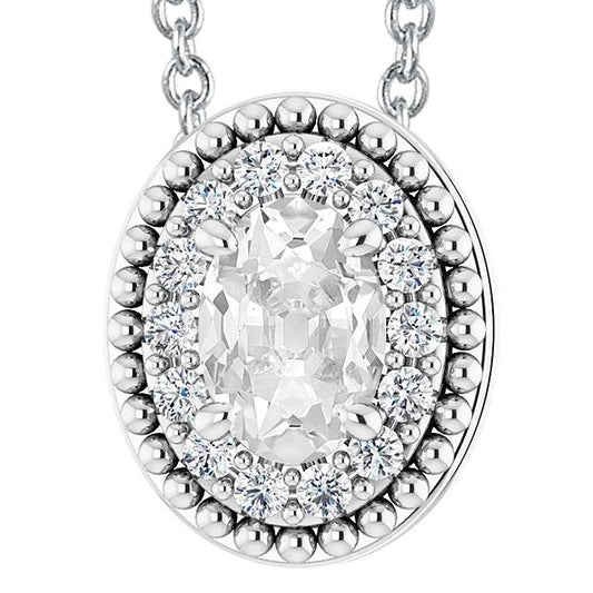 Halo Gold Natürlich Diamant Anhänger Oval Old Mine Cut Schmuck 8.50 Karat