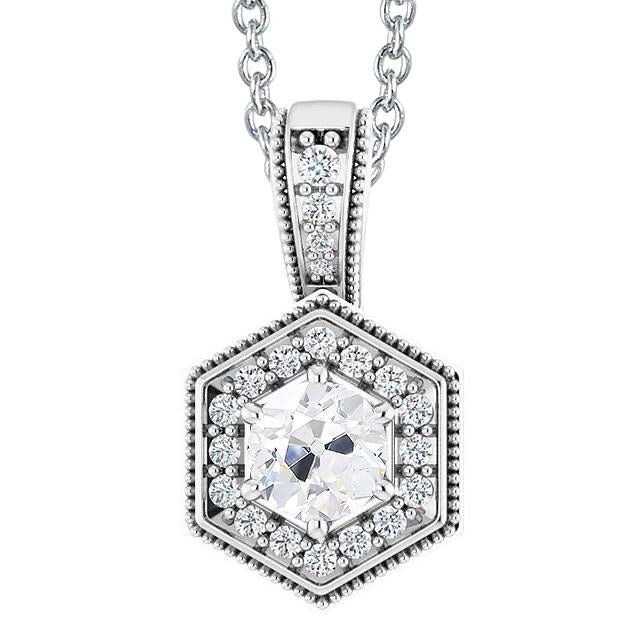 Halo Gold Naturlich Diamant Anhänger Runder Alter Minenschliff Schmuck 4 Karat - harrychadent.ch