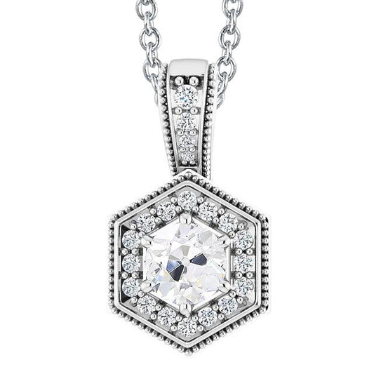 Halo Gold Naturlich Diamant Anhänger Runder Alter Minenschliff Schmuck 4 Karat - harrychadent.ch