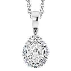 Halo Gold Natürlich Diamant Anhänger rund & Birne alter Bergmann Lünette Set 5 Karat
