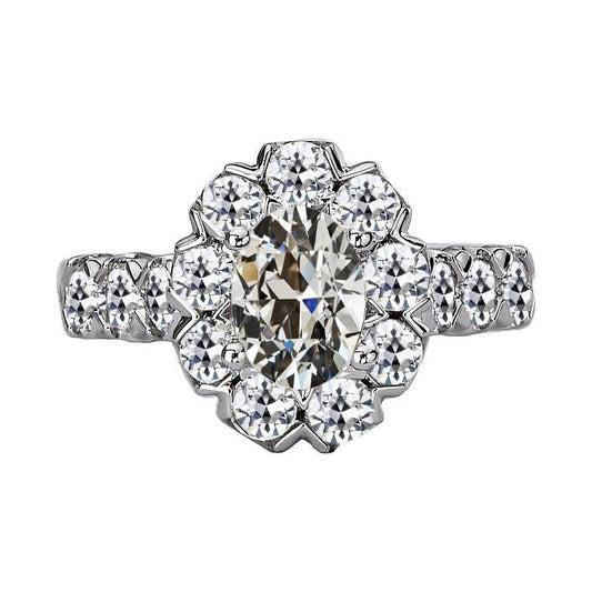 Halo Jubiläumsring Rund Alter Bergmann Natürliche Diamant 10.50 Karat Schmuck