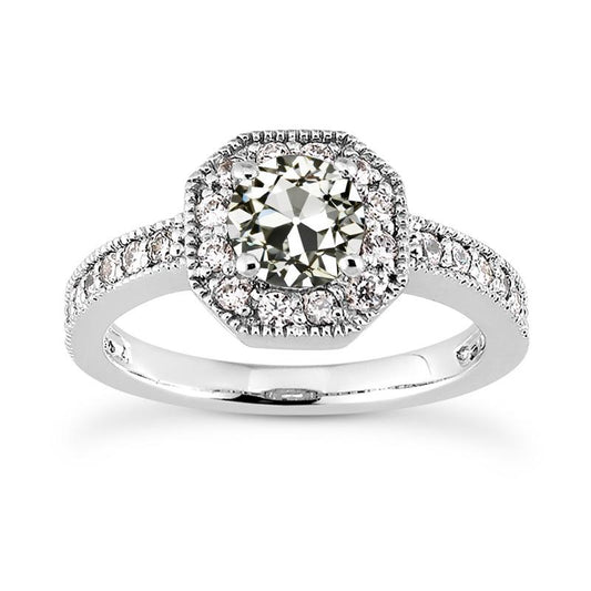 Halo Jubiläumsring Rund Alter Europäischer Naturliche Diamant Milgrain 3.75 Karat