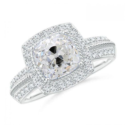 Halo Kissen Naturlich Diamantring Old Cut Schmuck 3,50 Karat Pave Set Akzente - harrychadent.ch