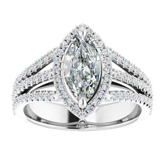 Halo Marquise Altschliff Naturliche Diamantring Doppelspalter Schaft 6.50 Karat