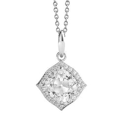 Halo Natürlich Diamant Anhänger Kissen Old Mine Cut Krappen Set 4 Karat Gold 14K