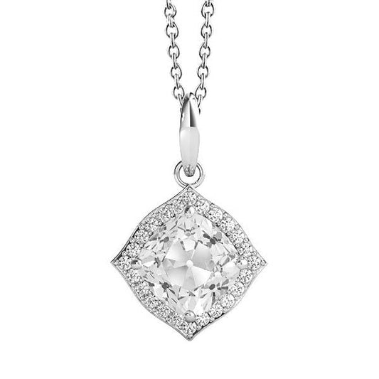 Halo Natürlich Diamant Anhänger Kissen Old Mine Cut Krappen Set 4 Karat Gold 14K - harrychadent.ch